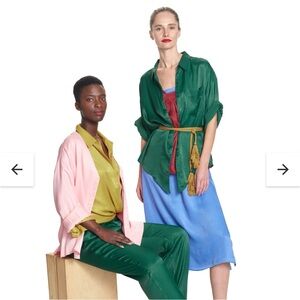 NWT Corcor The Greenwich Satin Oversized Button-Up Shirt Sz XXS